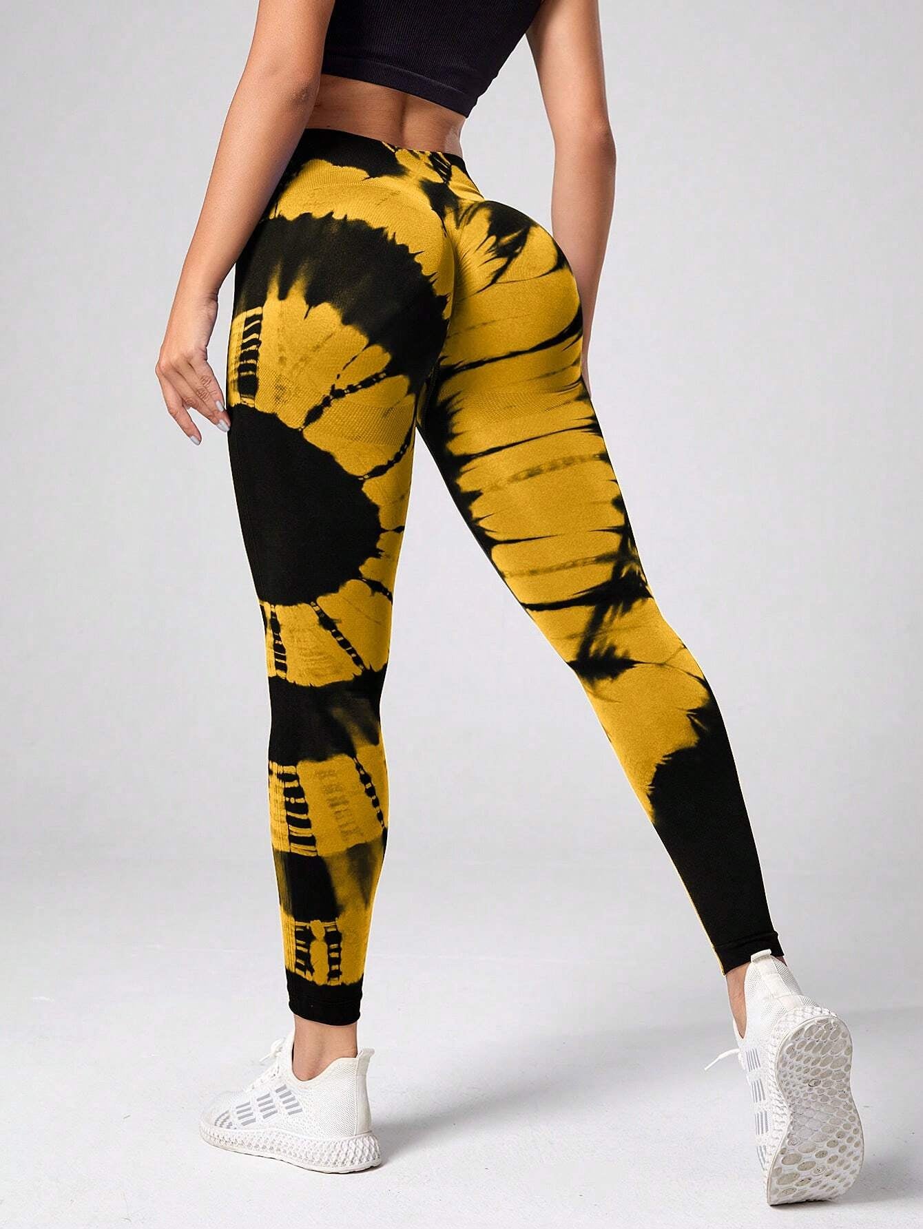 Yoga Trendy Tie Dye Yoga Leggings Seamless High Stretch Scrunch Butt Gym Leggings