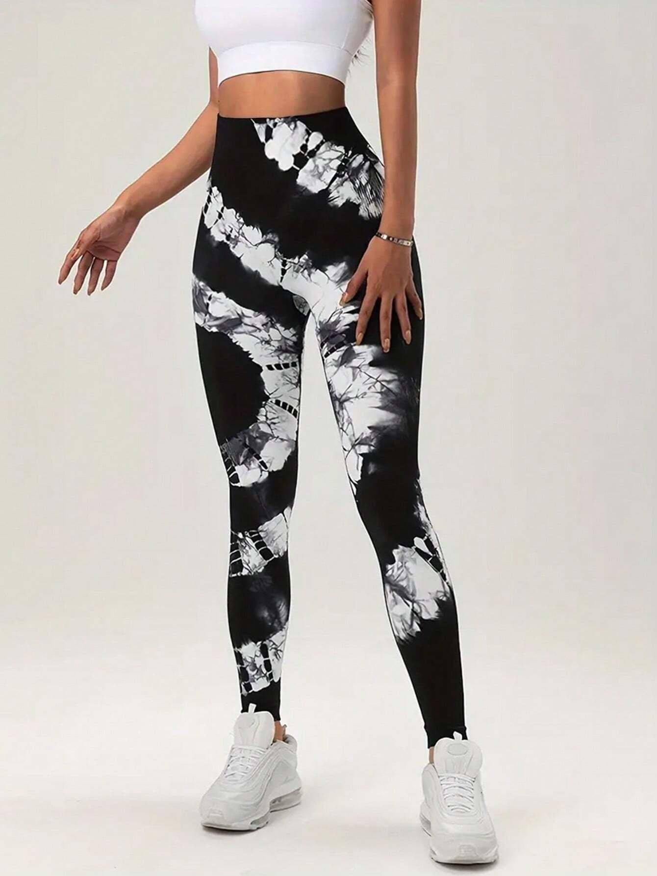 Yoga Trendy Tie Dye Yoga Leggings Seamless High Stretch Scrunch Butt Gym Leggings