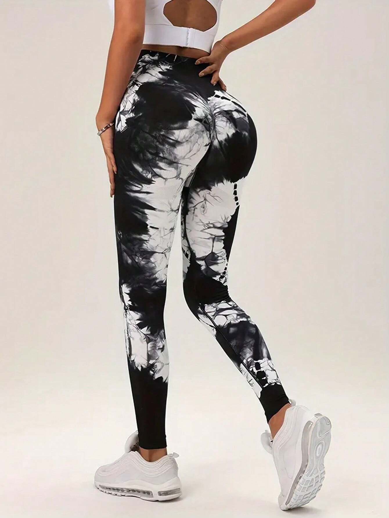 Yoga Trendy Tie Dye Yoga Leggings Seamless High Stretch Scrunch Butt Gym Leggings