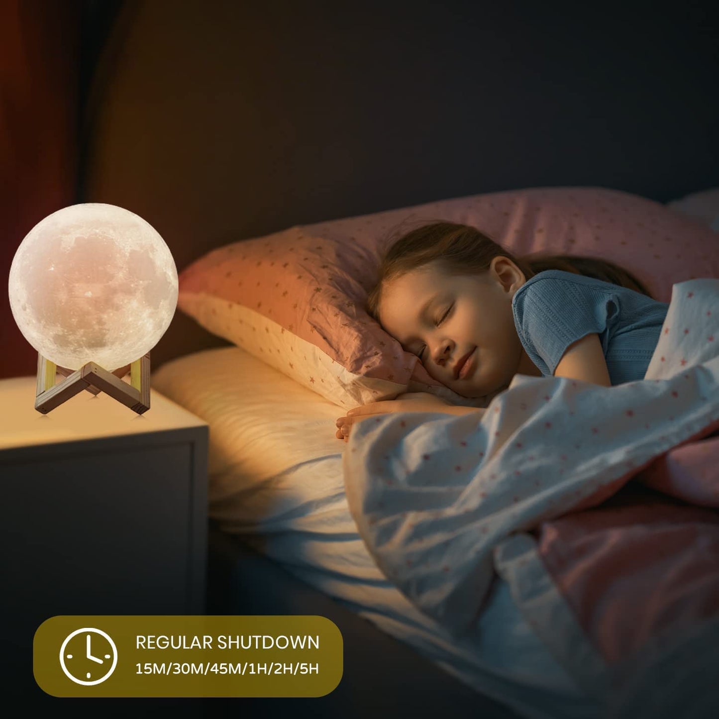 Moon Lamp 2024 Upgrade 128 Colors with Timing Moon Night Light for Kids- Wooden Stand & Remote/Touch Control 5.9 Inch