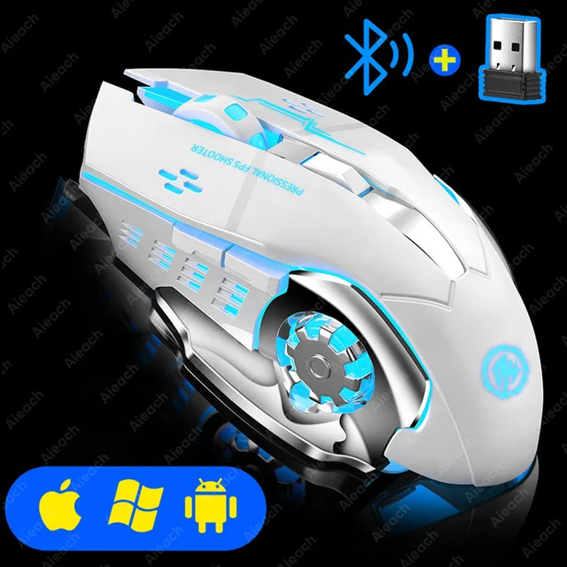 Bluetooth Mouse Gaming Computer Rechargeable Wireless Mouse USB Mechanical E-Sports Backlight PC Gamer Mouse for Computer