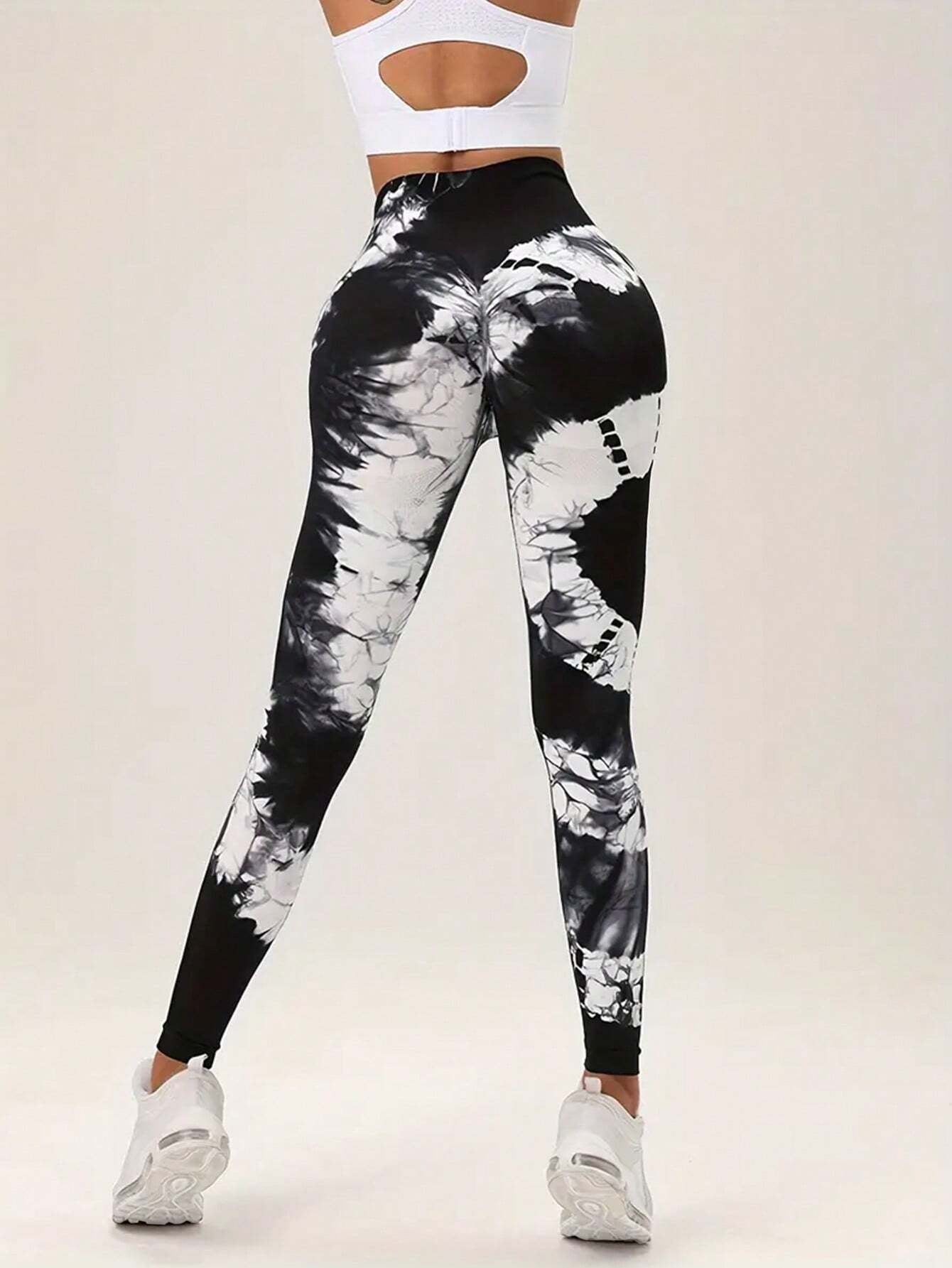 Yoga Trendy Tie Dye Yoga Leggings Seamless High Stretch Scrunch Butt Gym Leggings