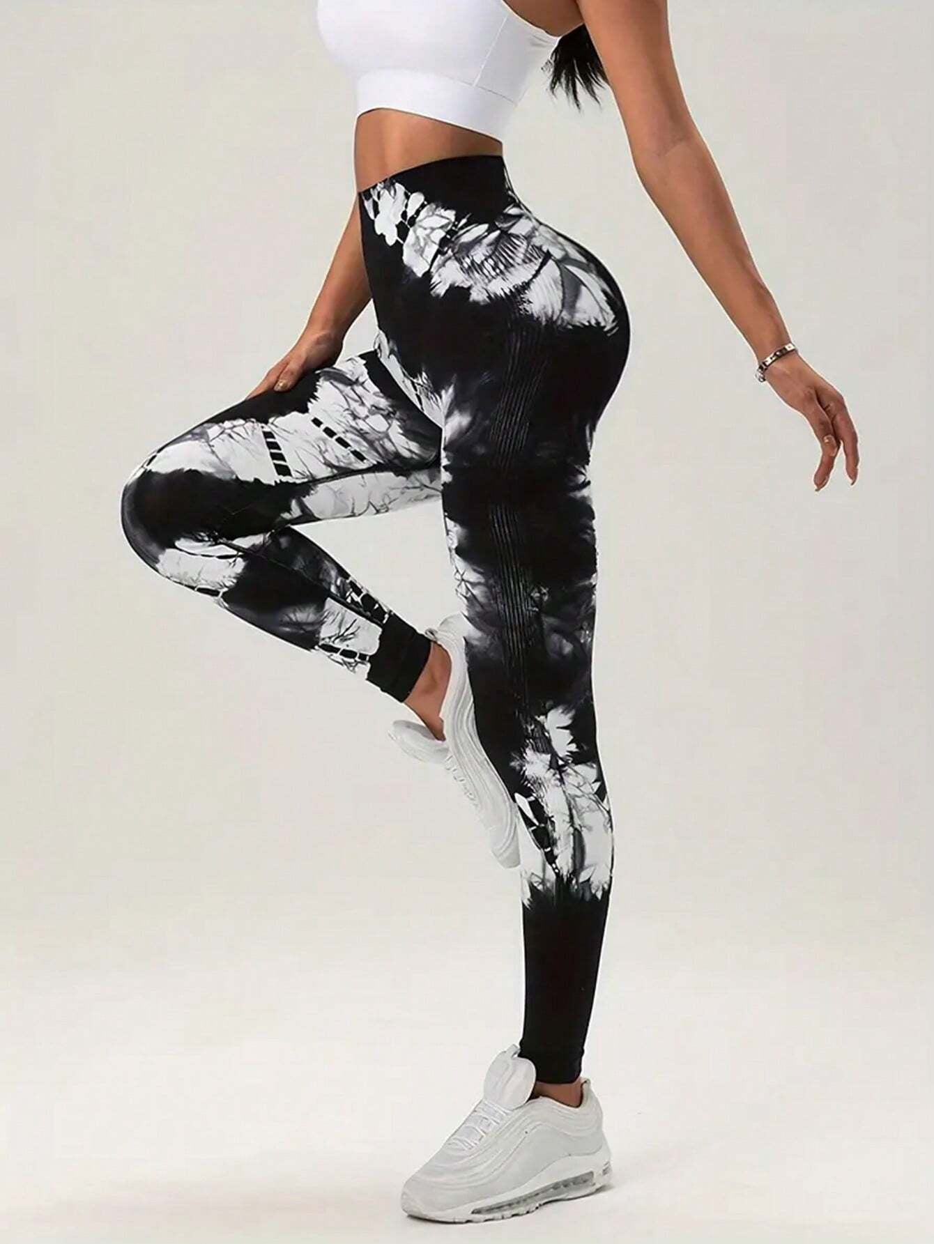 Yoga Trendy Tie Dye Yoga Leggings Seamless High Stretch Scrunch Butt Gym Leggings