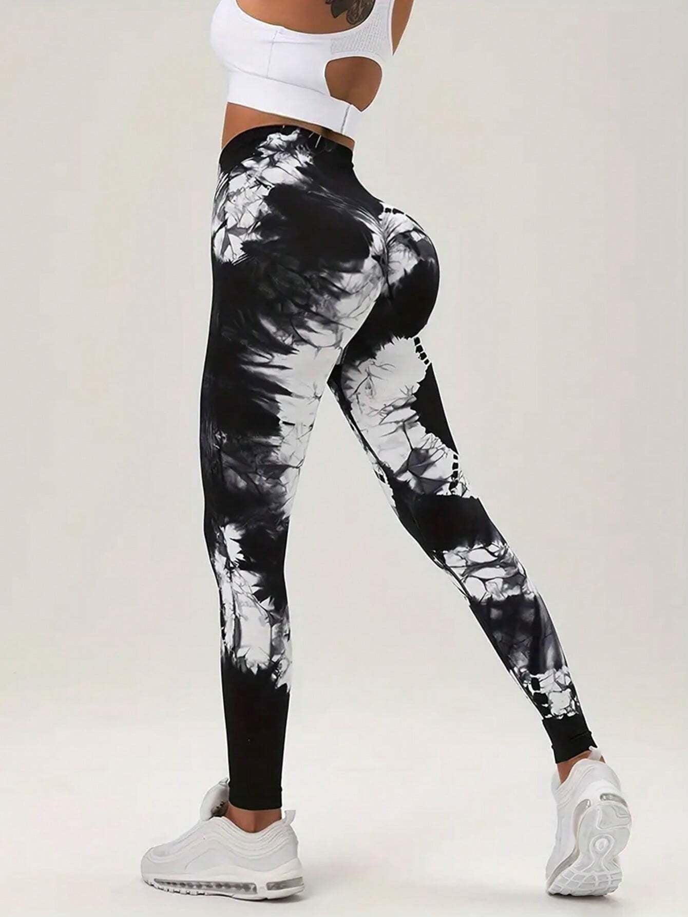 Yoga Trendy Tie Dye Yoga Leggings Seamless High Stretch Scrunch Butt Gym Leggings